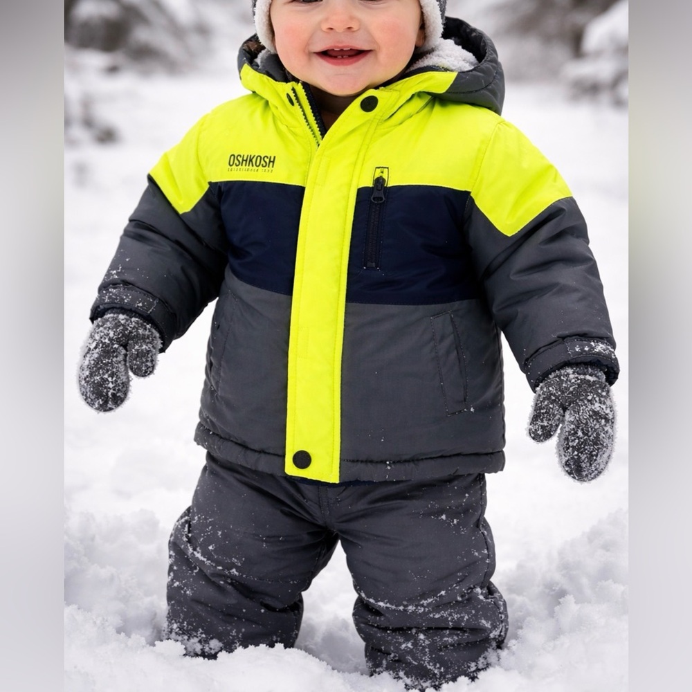 OshKosh B'gosh Winter Jacket 18M | Insulated Colorblock Snow Coat Toddler